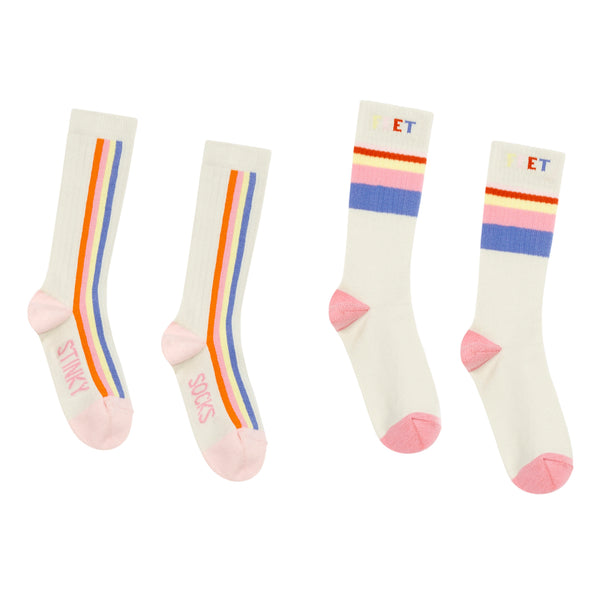 hundred pieces striped sock set white, socks and accessories for tweens and kids at kodomo boston, free shipping