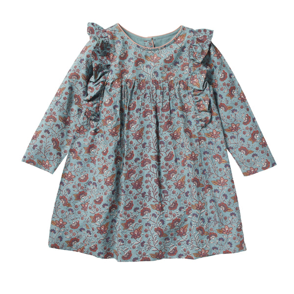 bonheur du jour faustine dress flower blue, bohemian girls dresses at kodomo boston free shipping