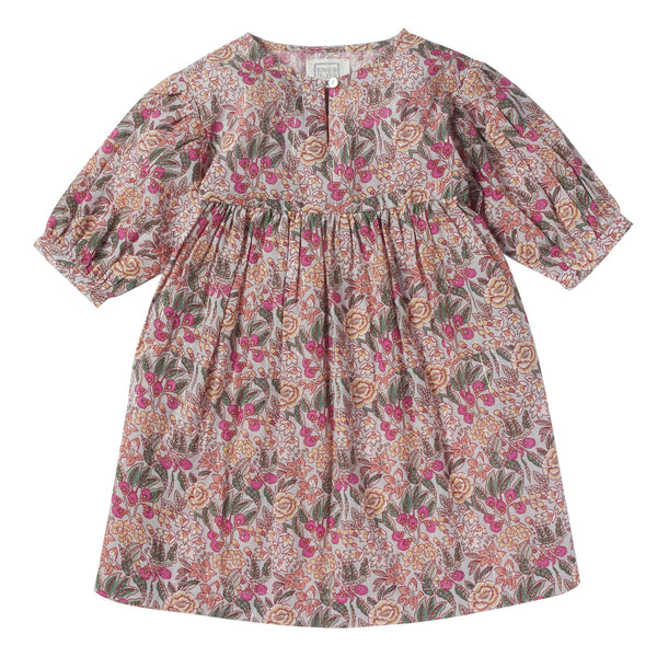 bonheur du jour goyave floral dress pink, bohemian style girls dresses at kodomo boston free shipping