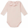 bonton ruffle collar baby onesie pink