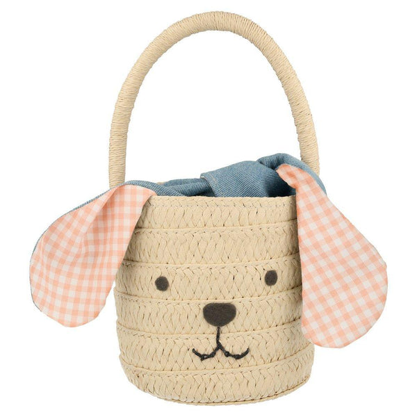meri meri gingham dog straw bag