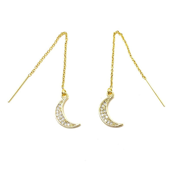 atsuyo et akiko earrings cosmic magic moon, children's jewelry accessories, gold filled threader earring