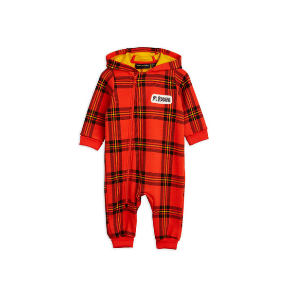 mini rodini check aop baby onesie red