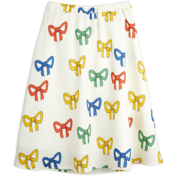 mini rodini bow allover woven long skirt offwhite, girl's flowy pattern skirts