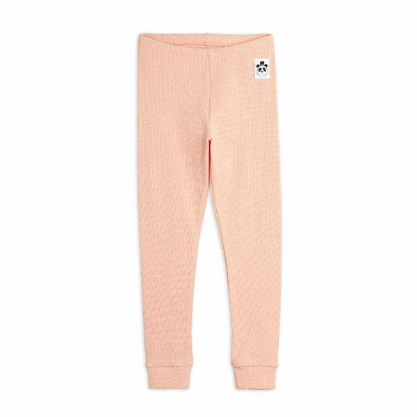 mini rodini solid rib leggings pink front view