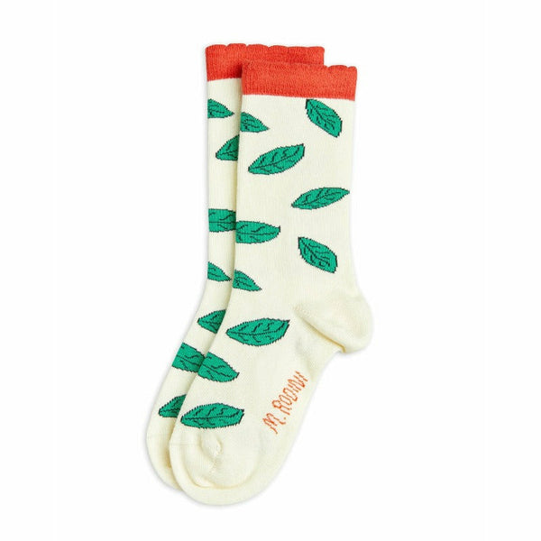 mini rodini leaf scallop socks white