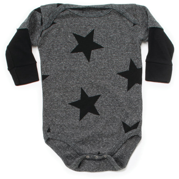nununu star onesie charcoal - kodomo
