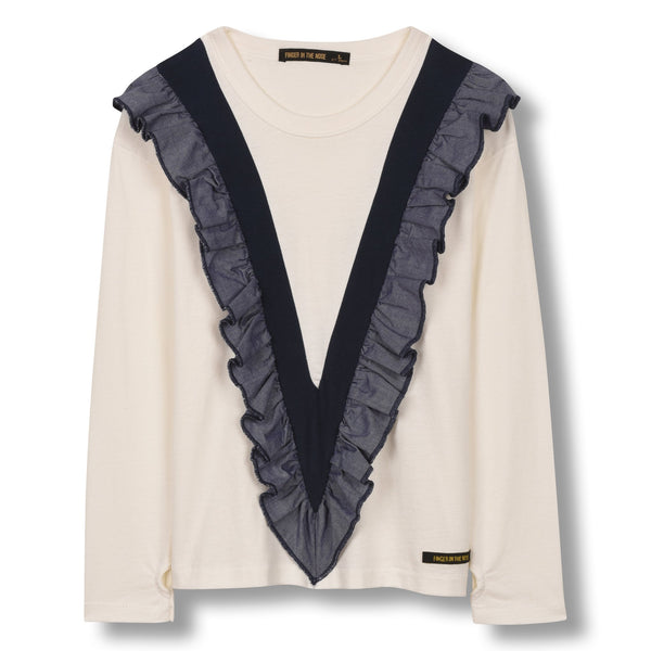 finger in the nose shine flounce jersey tee-shirt ecru, kodomo boston free shipping