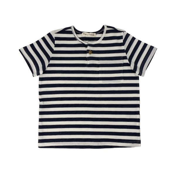 zhoe & tobiah short sleeve henley shirt white/navy