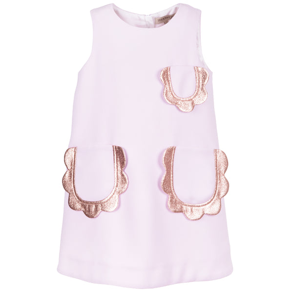 hucklebones petal pocket shift dress lilac/rose gold, fun fashion for girls free shipping kodomo boston
