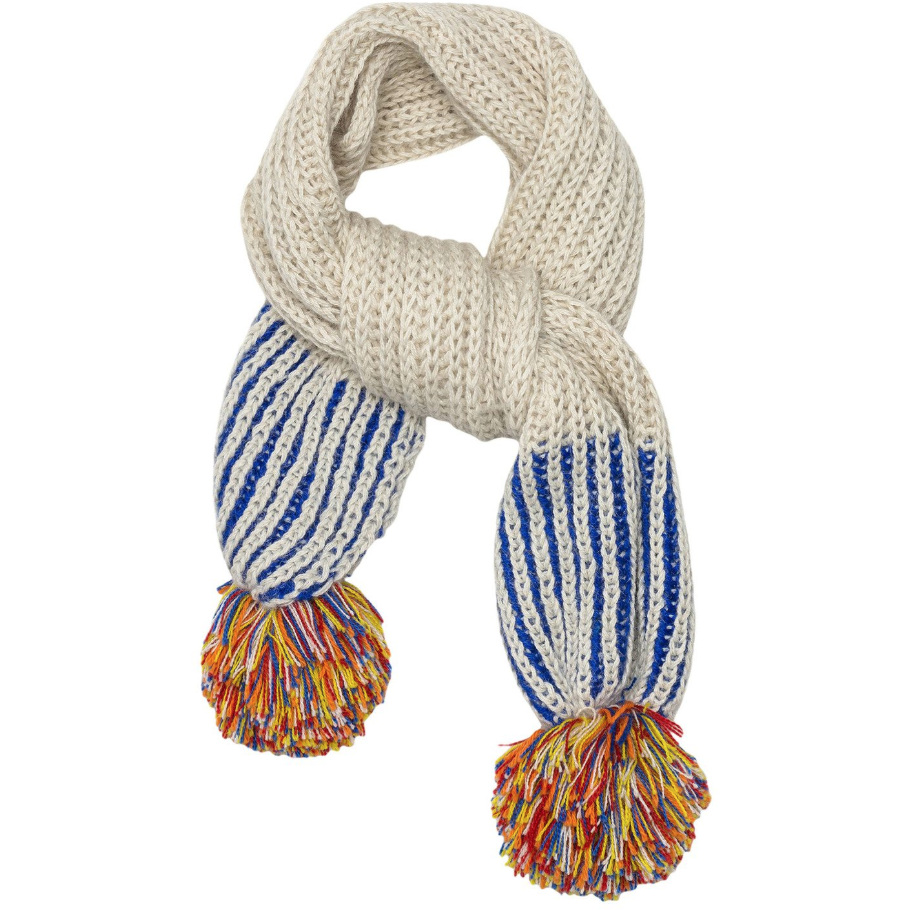 cabbages & kings ny pom scarf cobalt/silver sprinkle, hand knit alpaca winter accessories for kids at kodomo boston