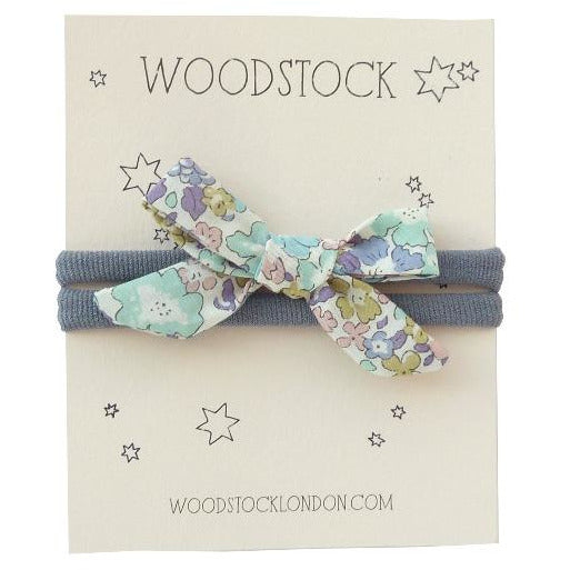 woodstock london baby bow headband liberty mimi blue, baby's hair accessories