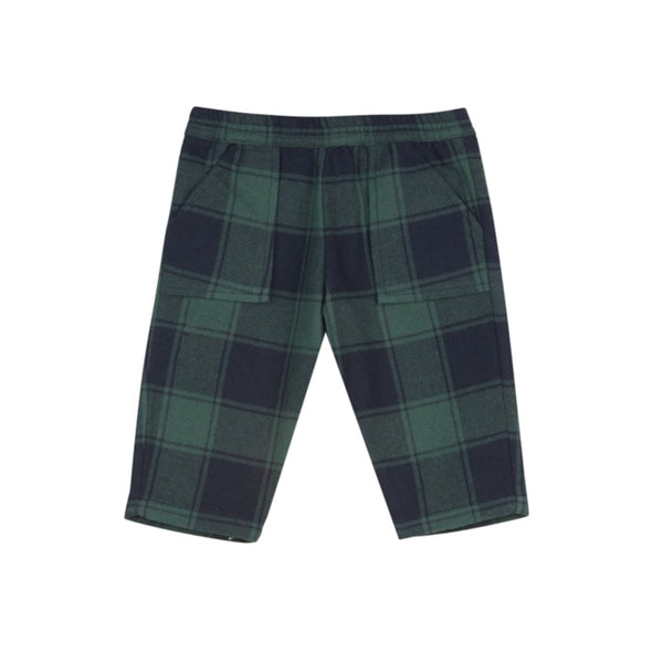 bonton large check baby pants green