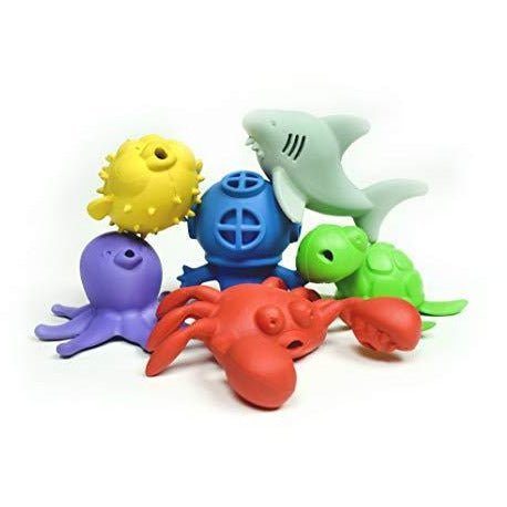 begin again bathtub pals, sea creatures play adventures fun characters bubble bath pool, natural rubber toys, free shipping kodomo boston