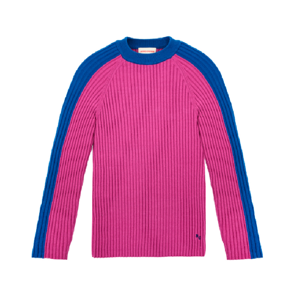 bobo choses womens color block ribbed jumper fuchsia