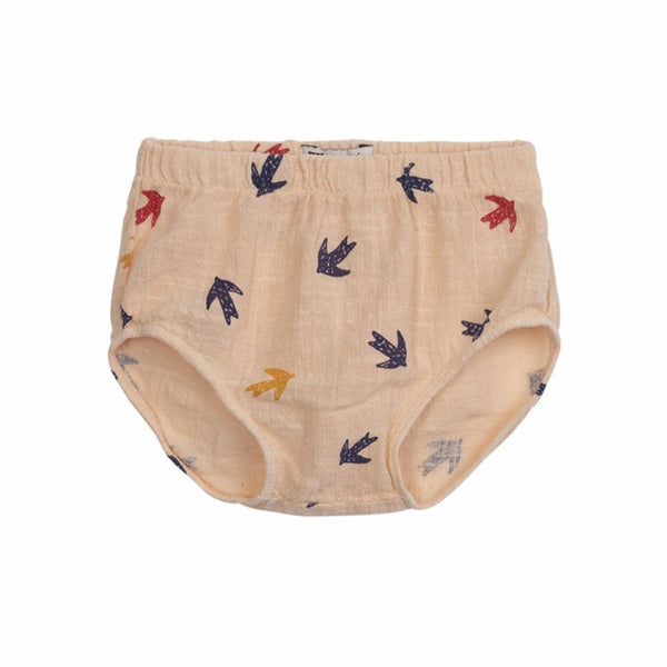 barn of monkeys swallow baby bloomer pale peach, ethical and cozy baby clothing for spring summer 2020 at kodomo boston, free shipping