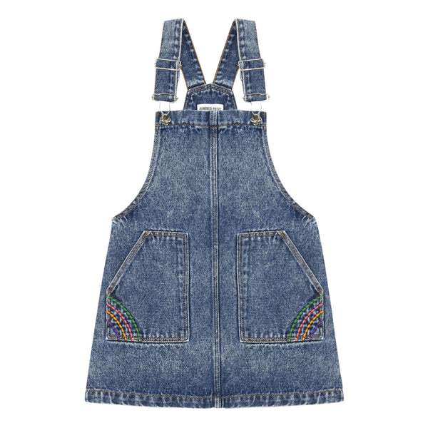 hundred pieces denim overall dress, cute and easy to wear girls denim dress at kodomo boston, free shipping