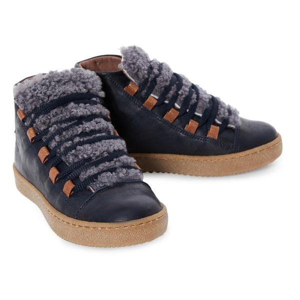 pepe fur trainers navy blue - kodomo boston. free shipping.