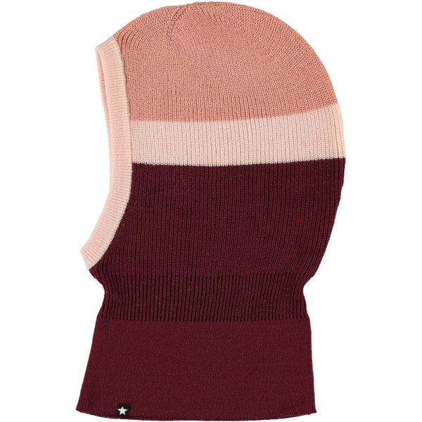molo kallan balaclava maroon, children's cold weather accessories, pink red color blocking