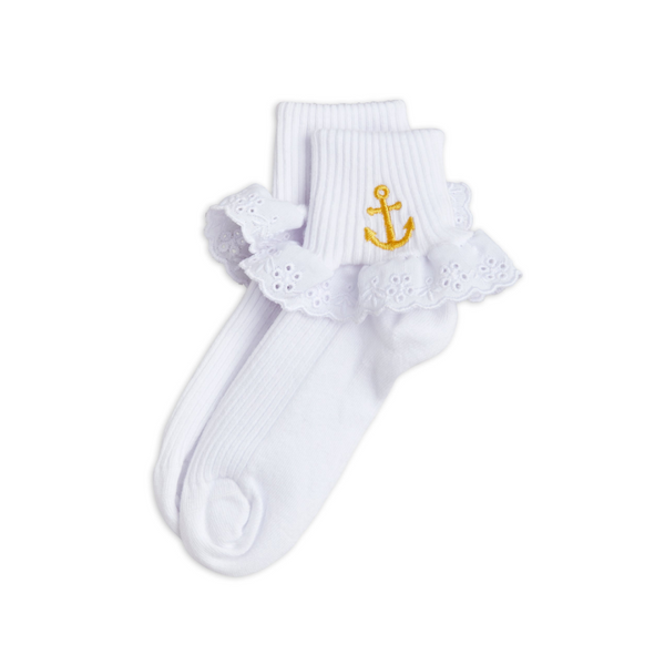 mini rodini anchor lace socks white
