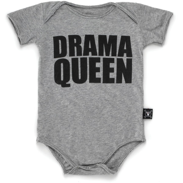 nununu drama queen onesie heather grey - kodomo boston, free shipping.