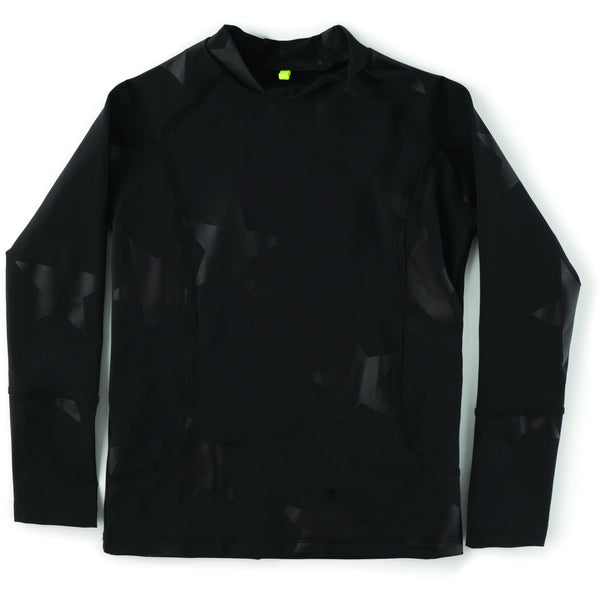 nununu star long sleeved rashguard black - kodomo boston, fast shipping, kids rash guards
