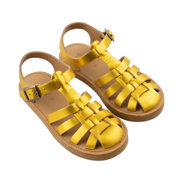 tinycottons metallic braided sandals lemon