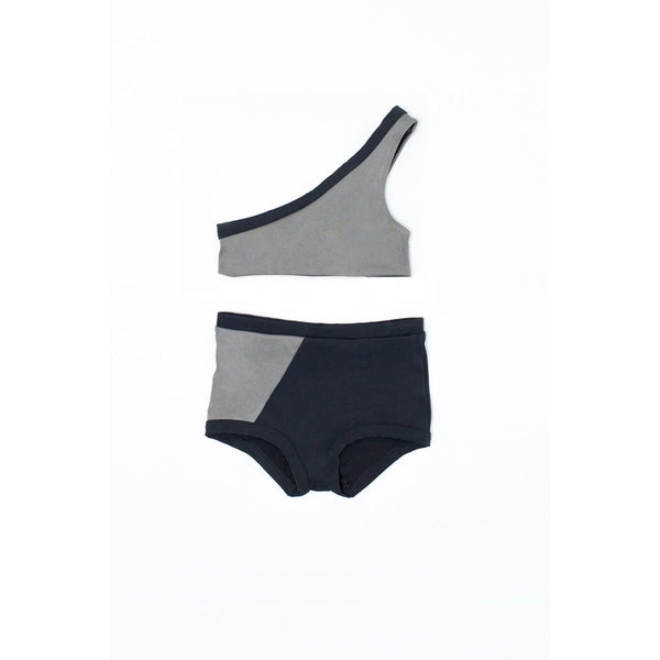 motoreta two-piece swim black&silver - kodomo