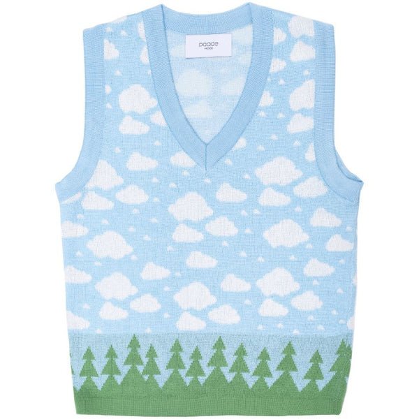 paade mode cotton vest clouds multicolor, kid's organic pima cotton top