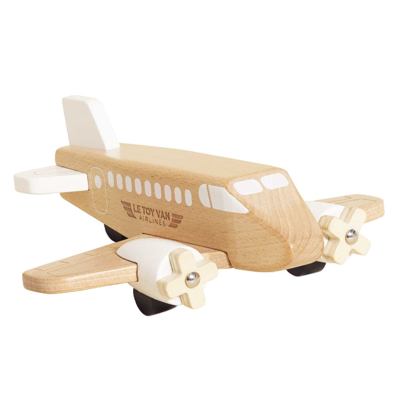 Wooden airplane toy with propellers 