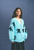 maison mangostan bow knit cardigan sky blue