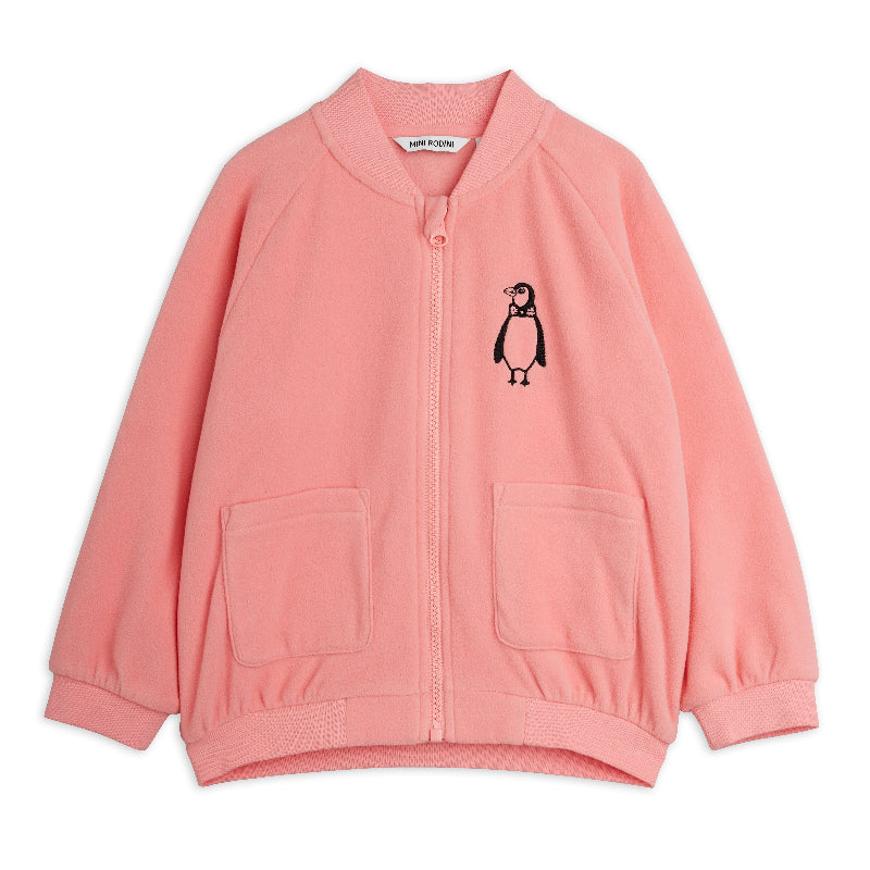 mini rodini penguin emb microfleece jacket pink