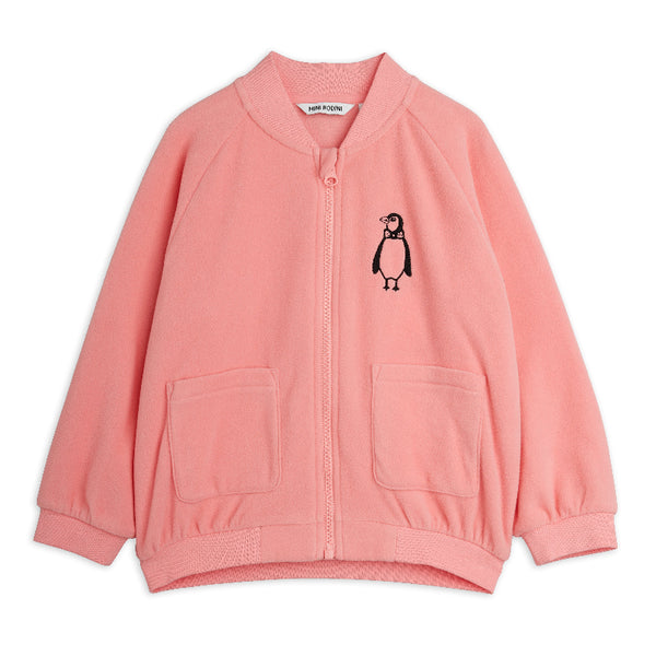 mini rodini penguin emb microfleece jacket pink