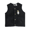 mini rodini penguin emb microfleece vest black