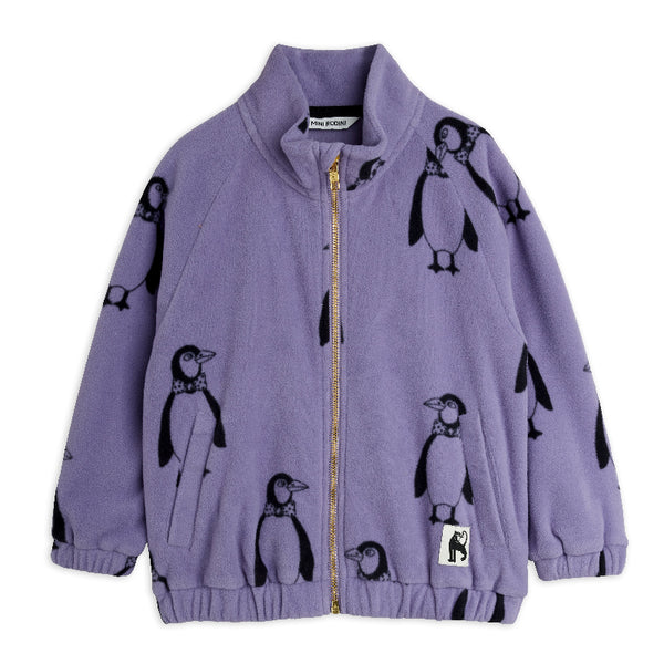 mini rodini penguin aop fleece jacket purple