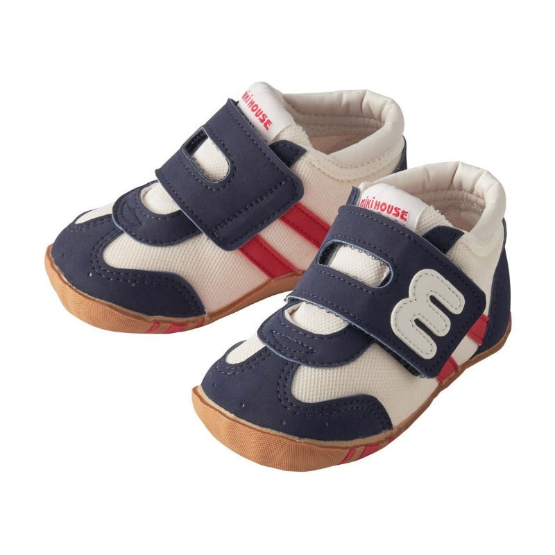 miki house my first walker shoes navy "m" logo