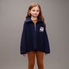 mini rodini panda patch chunky knit half zip sweater