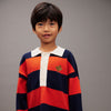 mini rodini clover emblem knitted rugby sweater red