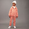 mini rodini gingham fleece trousers red
