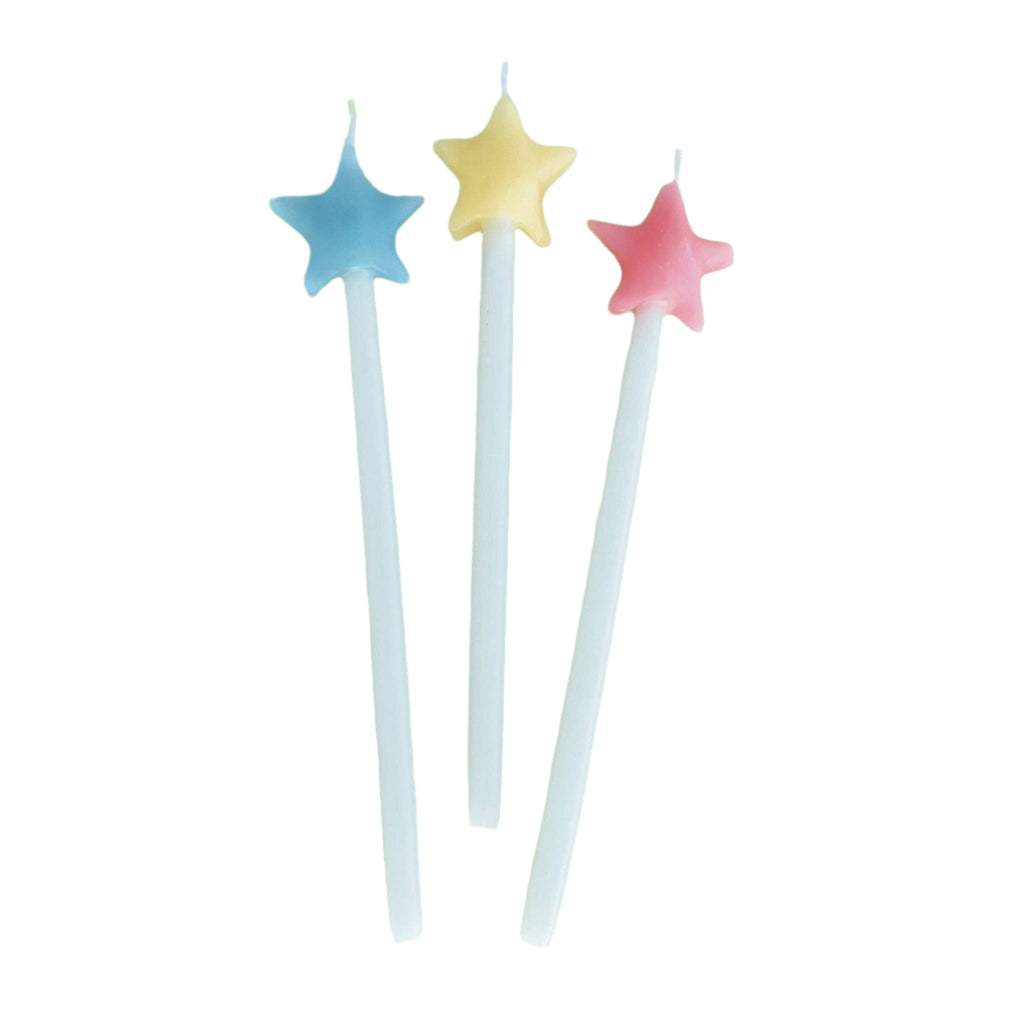 multi-colored star shaped birthday candle set