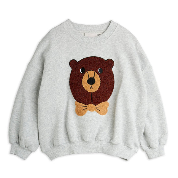Gray sweatshirt with a bear face design 