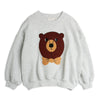 Gray sweatshirt with a bear face design 