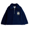 mini rodini panda patch chunky knit half zip sweater