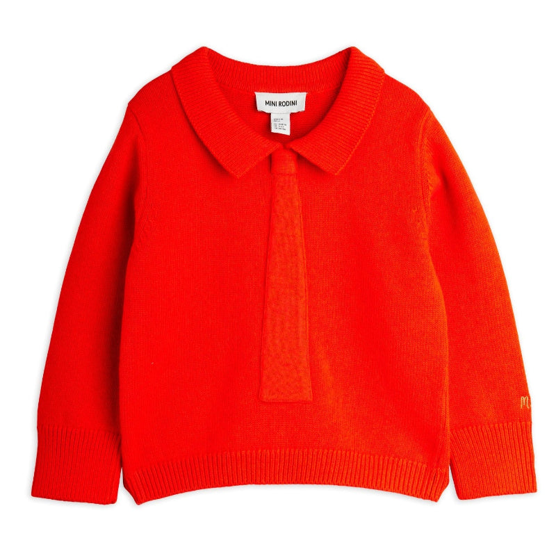 mini rodini knitted tie sweater red
