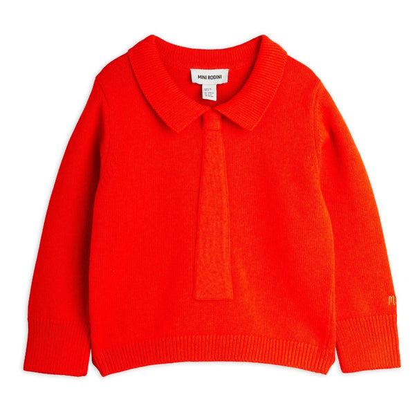 mini rodini knitted tie sweater red