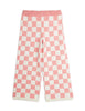 mini rodini chess check knitted trousers pink