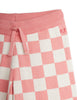 mini rodini chess check knitted trousers pink