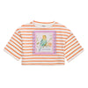 maison mangostan birds crop top striped