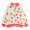 mini rodini hearts aop velour baseball cardigan