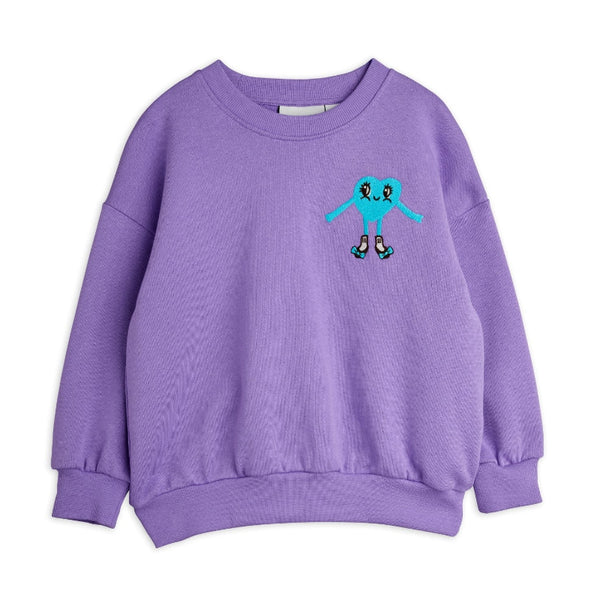 mini rodini heart embroidered sweatshirt purple